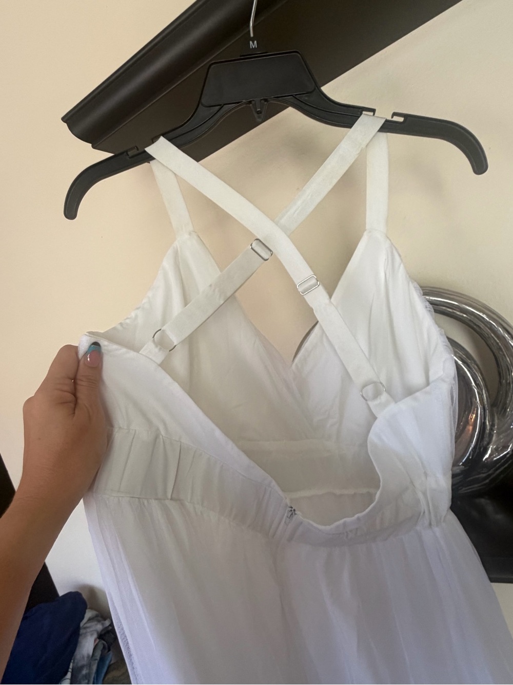 Amazon White V-Neck Sheer Overlay Maxi Dress - Picture 2 of 3